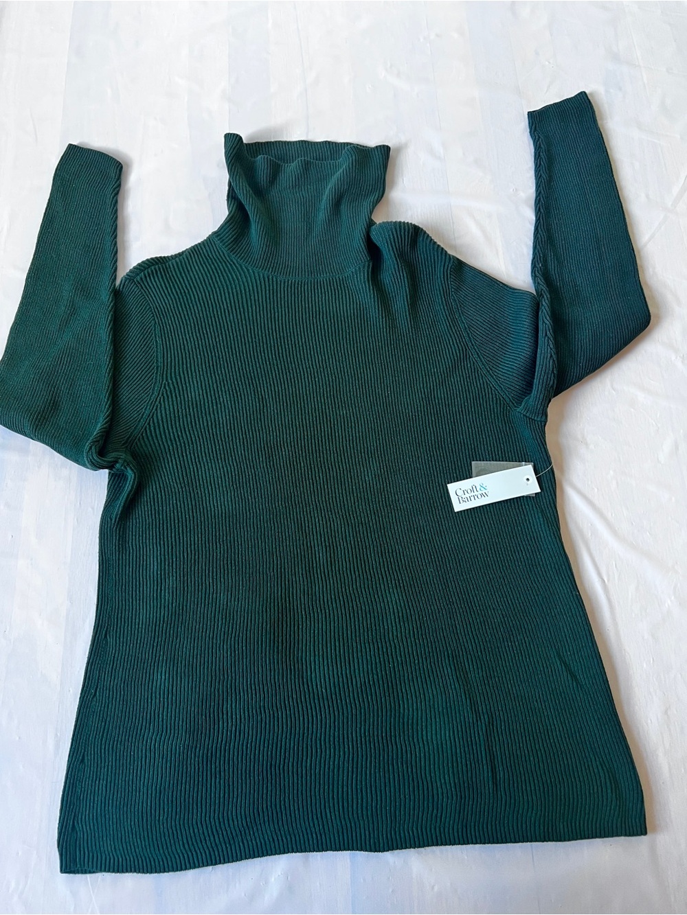 Croft & Barrow Cotton Ribbed Turtleneck Sweater knit Saturn Green M/L